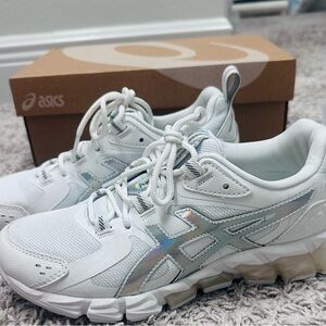 Asics White and Iridescent Running Shoes